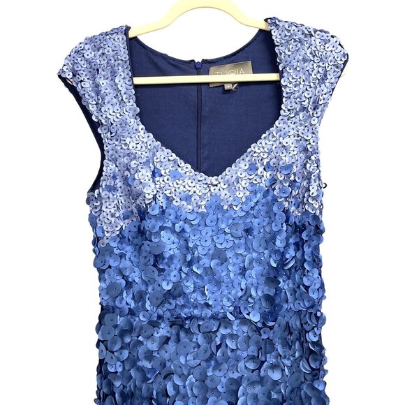 Theia Couture $648 Chelsea Ombre Blue Petal Formal Gown Maxi Dress Size 8 NWT - Picture 7 of 8